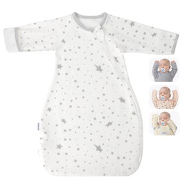 Transitional Swaddle Sack with Arms Up Length Sleeves and Mitten Cuffs, 2 Ways Zipper Sleeping Bag, Wearable Swaddling Blanket for Newborns Baby Boys Girls Sleep Sacks Snug Fit Calms Startle Reflex