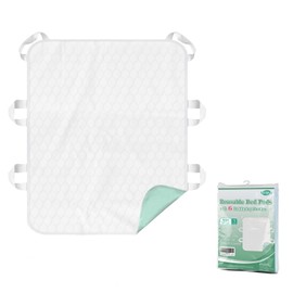 MILDPLUS Washable Bed Pads with 6 Sturdy Handles 34”×36” Extra Large Reusable Underpads 4-Layers Leakproof Chucks Pads Washable for Incontinence (Green,1 Pack)