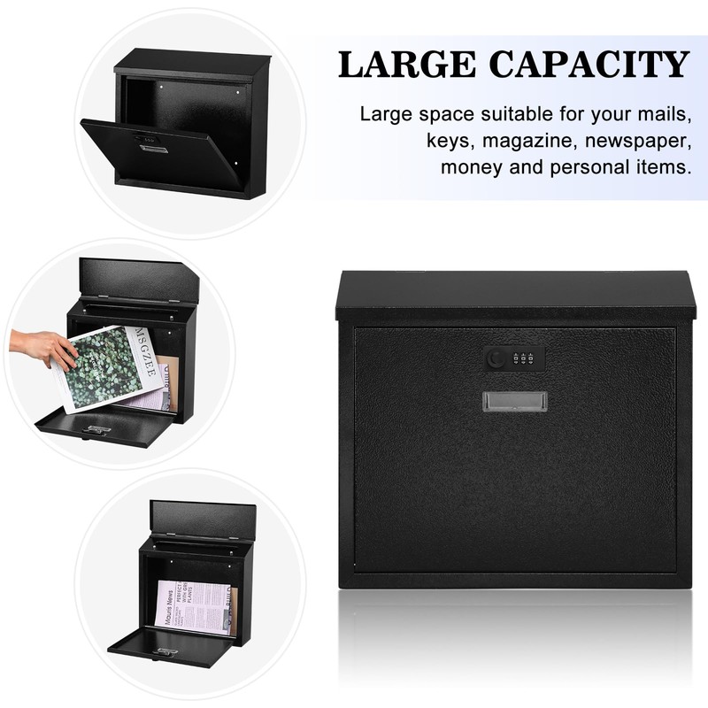 xydled Mail Boxes with Combination Lock,Locking Mailbox Wall Mounted,Security Metal
