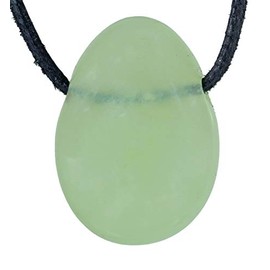 Lebensquelle Plus Chinajade Drop Pendant | Drilled Tumbled Stone Pendant with Cotton Cord | High-Quality Gemstone Pendant, Semi Precious Stone, Jade