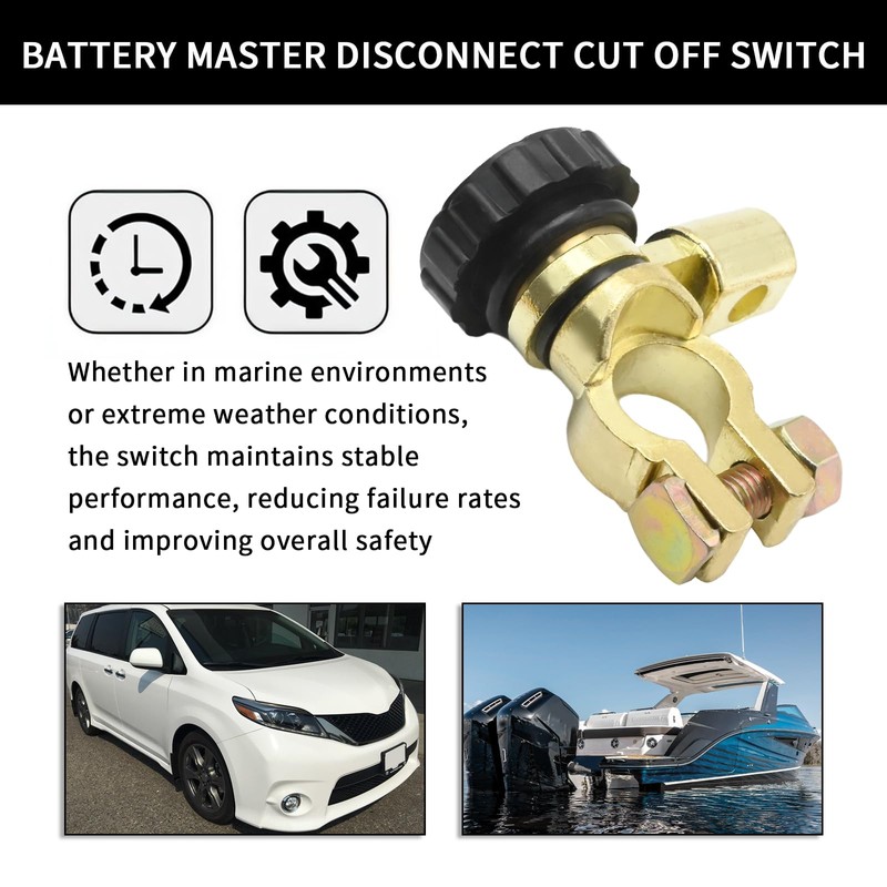 Hoypeyfiy Battery Master Disconnect Cut Off Switch, 360 Degree Top