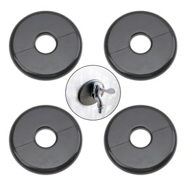 Rrina 4Pcs 22mm / 0.87" Black Plastic Wall Split Flange Round Escutcheon Plate Cover for Various Pipes