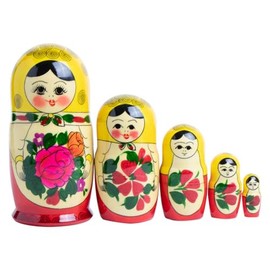 rukauf Semenovskaya Matryoshka Matryoshka Babushka 5 Plug-In Dolls 16 cm Wooden Doll Matryoshka Matryoshka