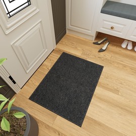 Ottomanson 2'7" x 5' Ultra-Thin Area Rug Durable Non-Slip Carpet for High-Traffic Areas - Fits Under Doors for Easy Use - Ideal for Living Room, Bedroom, Kitchen, Bathroom & Entryway, Black