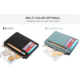 Genuine Leather Coin Purse Little Change Mini Purse Wallet with Key Chain, Zipper Coin Wallet，Small Card Wallet for Women