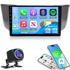 [4+64G] Car Radio for Lexus RX300 RX330 RX350 RX400H 2003-2009 - Wireless Carplay and Android Auto - 9 Inch Touchscreen Android Car Stereo - EQ Audio/WiFi/GPS/SWC/Bluetooth + AHD Backup Camera