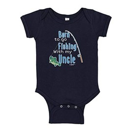 Baby Fishing Bodysuit Uncle Baby Gifts Born to go Fishing with My Uncle Nephew Bodysuit 6 Months Navy