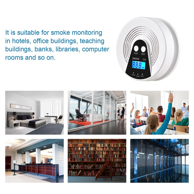 Smoke and Carbon Monoxide Alarm LCD Display CO Detector Smoke
