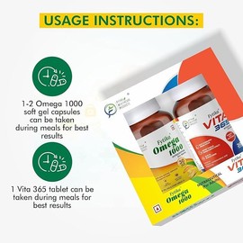 Generic srmm Vita 365 & Fytika Omega 3 Fish Oil 1000Mg Combo Pack | Multivitamin for Men and Women, Epa 360Mg + Dha 240Mg & Other Omega3 Fatty Acids (30 Tablets and 30 Capsules)