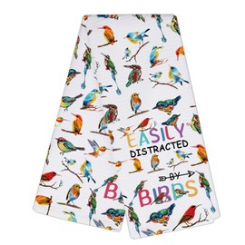 CMNIM Birds Kitchen Towel Funny Bird Gifts for Bird Lovers Easily Distracted by Birds Dish Towel Birding Birdwatching Gifts (241231 Birds TW)