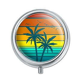 Sunset with Palm Trees Graphic Pill Case Trinket Gift Box