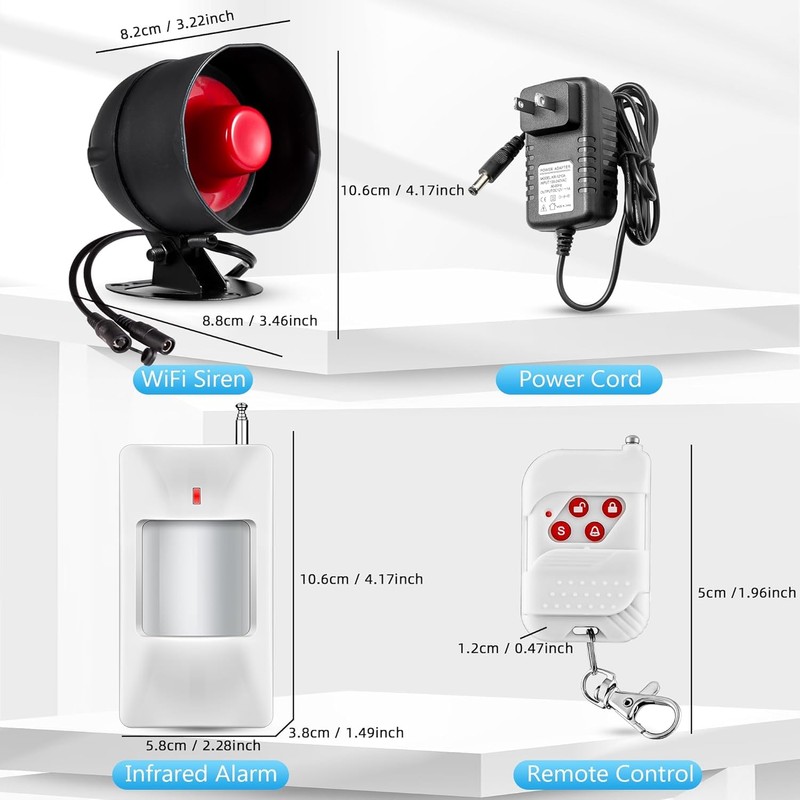 WiFi Alarm Security System, 120dB Home Alarm System with Free