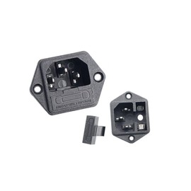 Aofan 2pcs IEC320 C14 3 Feet Male Plug with Fuse Holder Terminal Male AC 250V 10A