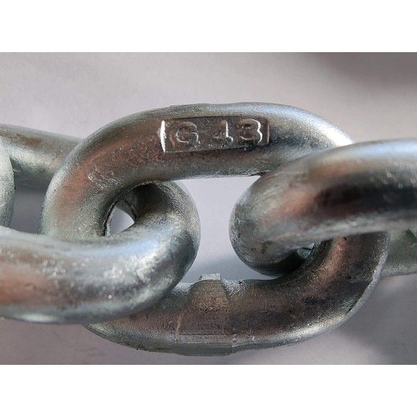 5/16" ISO G43 High Test Marine Anchor Chain 144 µm Micron Thick Hot Dipped Galvanized NACM (010 ft)