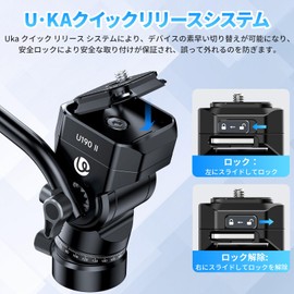 Ulanzi Video Head with Quick Shoe for Uka, Compatible with F38 Plates, Fluid Head Head Freehead Pitch 90°/-53° and Horizontal 360° Adjustable with 1/4" Screw and 3/8" Screw, Load Capacity 4kg