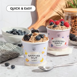 Mylk Labs Banana Nut Protein Oatmeal Cups, Whole Grain, Low Sugar, High Fiber Breakfast with Superfoods, Quick & Easy, On the Go, Instant Oatmeal, Rolled Oats, Gluten Free, Vegan, Nut Free, 6 Pack