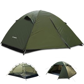 Backpacking Tent for Camping 2/3/4 Person Hiking Ultralight Tent for Waterproof Windproof Outdoor Tents Easy Setup Two Doors Double Layer Lightweight Instant Tents (Green, 4 Person)