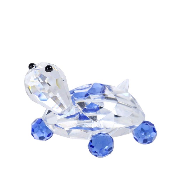 H&D HYALINE & DORA Blue Crystal Turtle Figurine Collection Paperweight