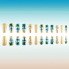 24 Pcs Coconut Tree Press on Nails Medium Length Coffin,