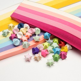 DIAO79NI 540 Sheets Star Origami Paper Assortment Color Star Paper Strip Origami Stars Paper Solid Color Lucky Star Decoration Paper Strips DIY Hand Art Crafts (Red Gradient)