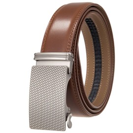 Belts Men, Leather Belts For Men Ratchet Dress Belt With Automatic Sliding Buckle (patterned, brown)