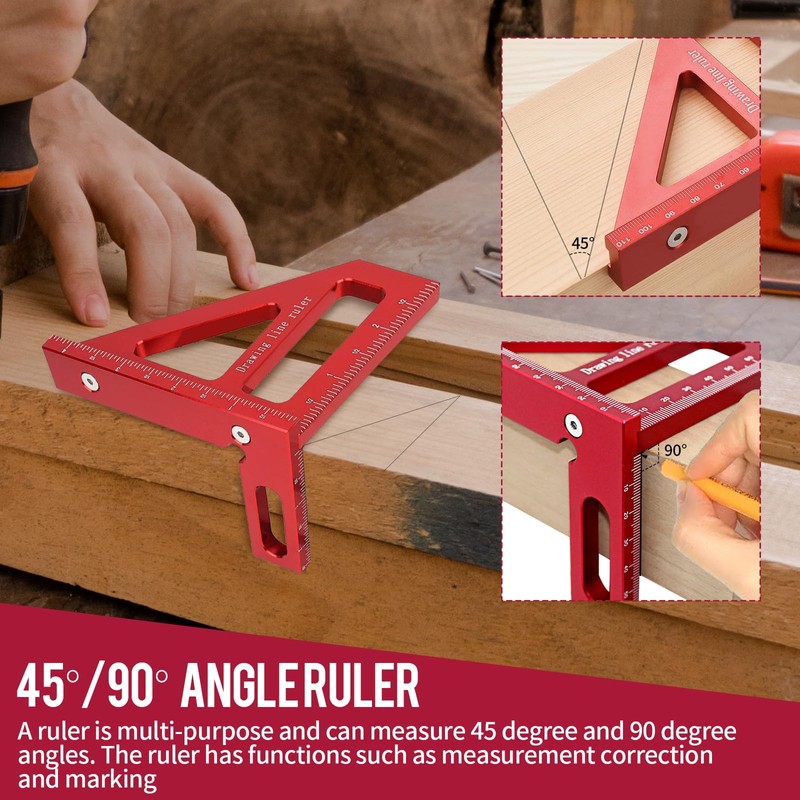 3D Square Protractor, 45/90 Degree Mitre Angle Made of Aluminium