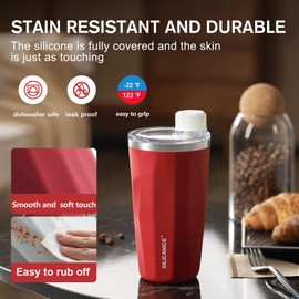 SILICANICE 100% Leak Proof 20 oz Red Tumblers With Straw and Lid,Dishwasher Safe Travel Coffee Mugs,Stainless Steel Vacuum Insulated Iced Cup,Clod Smoothie Water Bottle Thermos Drinking Everyday
