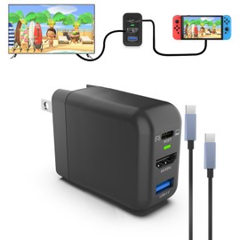 Basicolor Switch Dock Charger, Game Charging, Simultaneous Charging Switch Charger, New Semiconductor Material GaN Type C Charger, Fast Charger (USB3.1, HDMI, USB2.0, 3 Interfaces), HDMI Converter