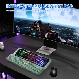 Keyboard Stand for Desktop, Computer Keyboard Stand, Ergonomic Keyboard Holder for Easy Typing Working, Keyboard Riser with Comfortable Wrist Rest for Keyboard Marble Green