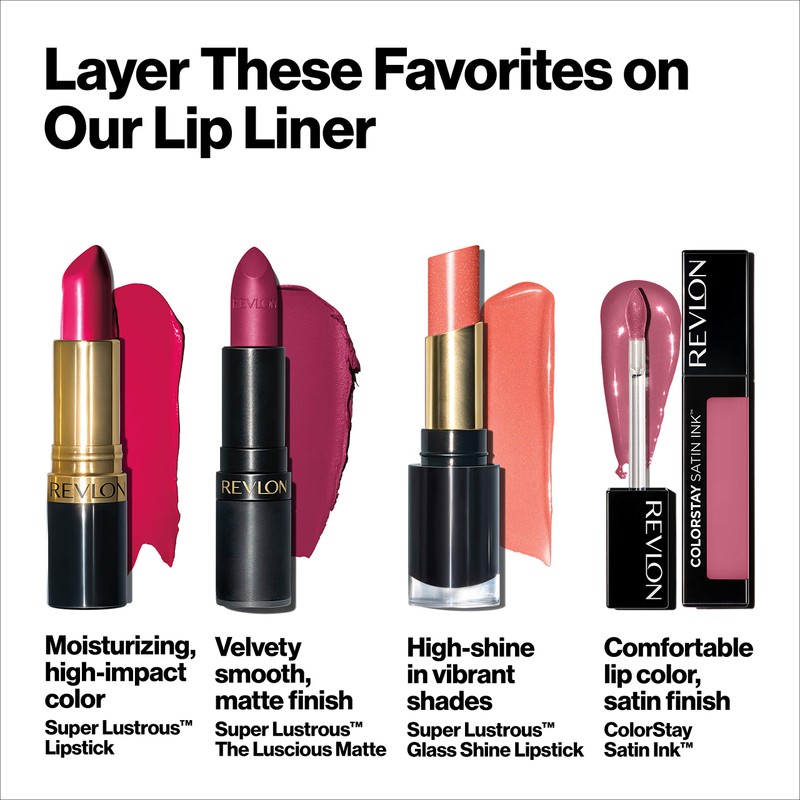 Revlon Colorstay Lip Liner Makeup with Built-In Sharpener, Longwear Rich