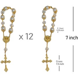 MTT Rosary Bracelet with Cross The First Communion Baptism Party Favors Wedding Favors, Quinceanera Favors Christening Favor/Bautizo Recuerdos Church Event - 12PCS