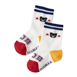 Miki House 64-9628-490 Double Bee Socks Pack, Crew Length, Set of 3, Boys, Girls, Baby, Kids, Children's Clothes, Kindergarten Commuting to School, white