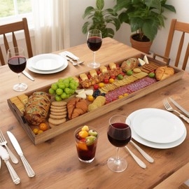 Young Speeds Large Charcuterie Board with Cheese Knife Set,36 x 12 Inch Acacia Wood Large Serving Tray with Handles,Long Wooden Serving Board with 30Pcs Wax Paper,3ft Extra Long Cheese Board