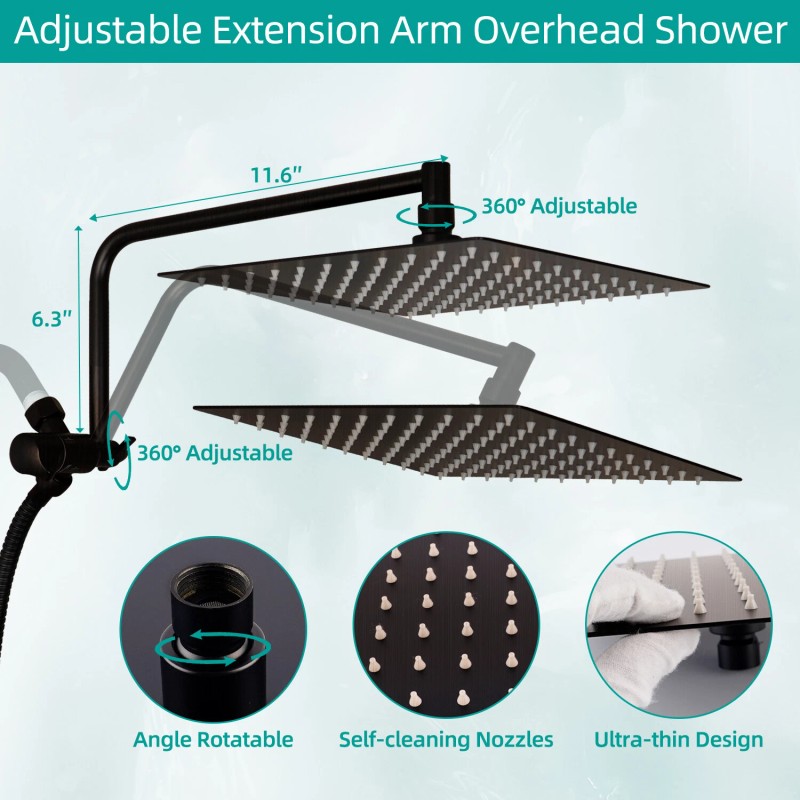 Hibbent Shower Faucet Set w/Handheld Kit Rainfall Shower Head Combo
