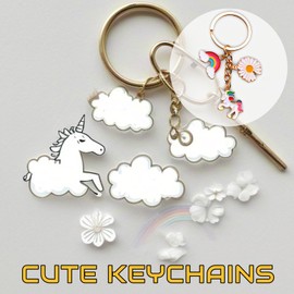Aavedge Flower Keychain, Enamel Unicorn Key Chains Women Cute, Colorful Rainbow Unique Gift Keychains for Women, Girls, Kids & Teens. Keyrings for Thanksgiving, Christmas & Birthdays