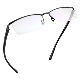 LifeArt Alloy Semi-Rimless Reading Glasses,Blue Light Blocking Glasses, Anti Eyestrain, Computer Gaming Glasses, TV Glasses for Women, Anti Glare (Black, 0.50 Magnification)