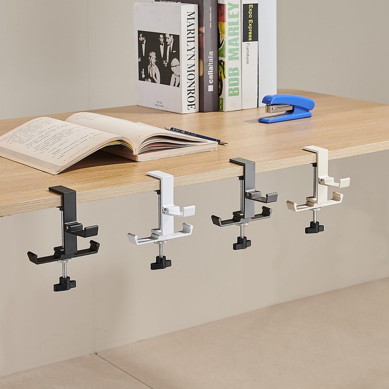 Heavyrain Desk Edge Hook Hanger, No Drilling Headphone Holder with