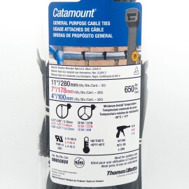 Thomas & Betts 650 Pack of Thomas & Betts Catamount 90650IUV 11" 7" 4" Cable Tie Assortment