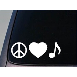 EZ-STIK Peace Love Music Note stickerH80 8" Vinyl Sheet Music Band Piano