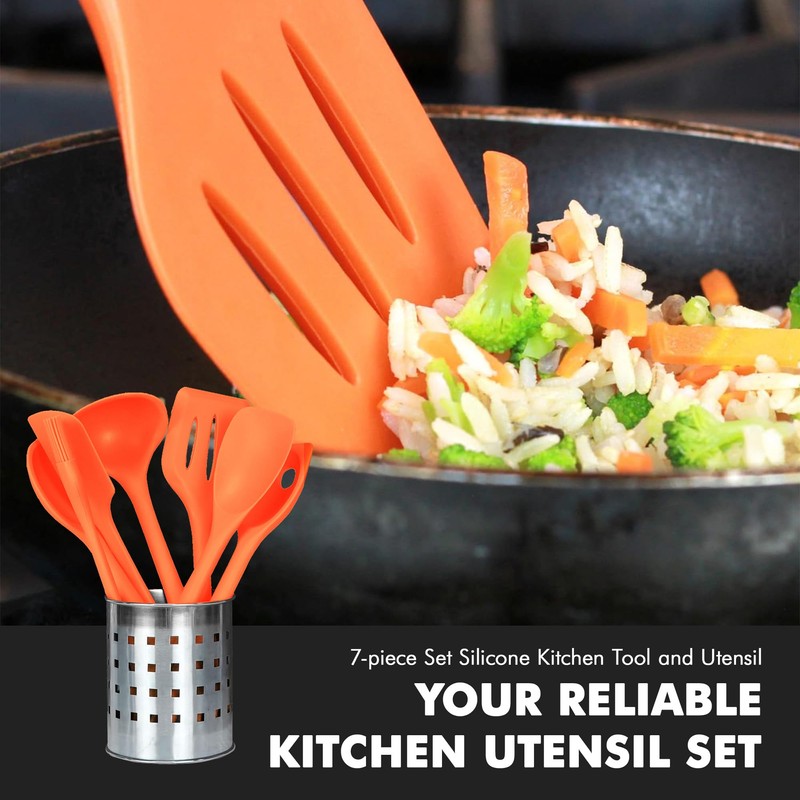 Chef Craft 7 Piece Silicone Kitchen Tool and Utensil Set,