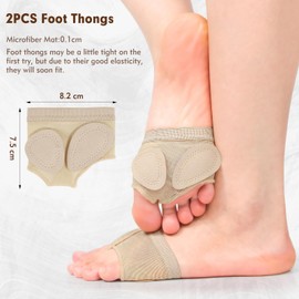 YHTCC 1 Pair Pack Foot Thongs for Dance,Non-Slip Breathable Flexible Foot Toe Pad Support for Jazz Ballet Modern Dance (Beige)
