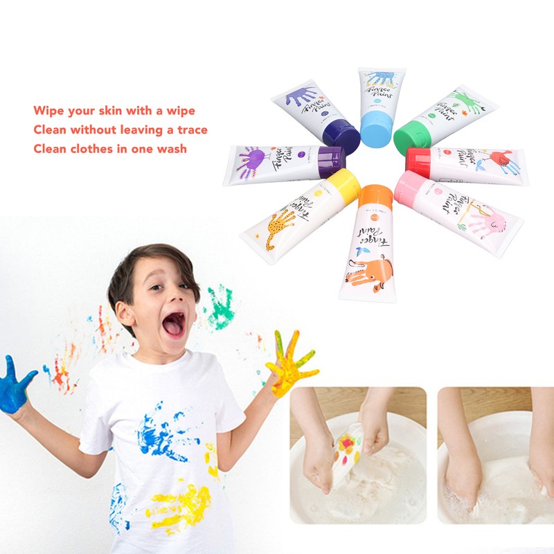8PCS Finger Paints Safe Washable DIY Kids Finger Paints for