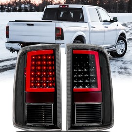 LED Tail Lights Assembly Smoke Lens Compatible With 2009-2018 Dodge RAM 1500 2500 3500 Rear Brake Lamp Driver & Passenger Side, Black Housing