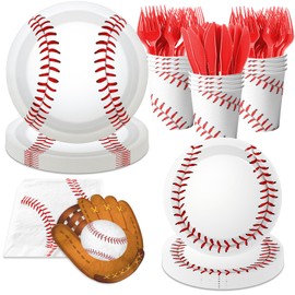 Baseball Party Decorations,168pcs Baseball Birthday Decorations Tableware Baseball Plates and Napkins Cups for Boy Birthday Party,Serve 24
