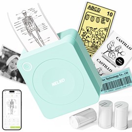 Nelko Sticker Printer, PM230 Mini Printer Bluetooth Portable Sticker Maker with 3 Rolls of Paper for DIY Creation, Study Notes, Pictures, Receipts, Multiple Templates for Phone & Tablet (Green)