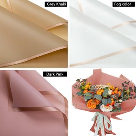 AbluFirst 163pcs Flower Bouquet Set,60 Paper for Flowers Gold Edge Waterproof Floral Wrapping Paper,100 Diamond Pins, 2 Ribbon, and 1 Green Floral Tapes for DIY Wedding Birthday Father's Day