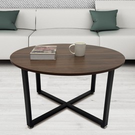 JIANZHUO Round Metal Coffee Table Legs,18 Inch Black Iron Dining Table Base Only,Large Circle End Table Legs