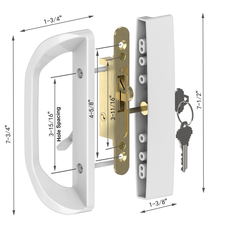Sliding Glass Door Lock Set with Key Cylinder and Mortise