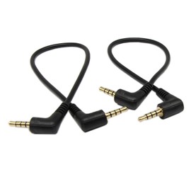 SinLoon 3.5mm TRRS Cable, (2-Pack) Gold Plated 90 Degree Right & Left Angled 3.5mm Stereo 4-Pole Male to Male Auxiliary Audio Cable for Smartphones,Tablets,Players Microphone(4-P,9inch)