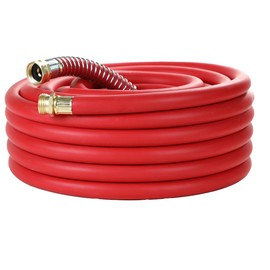 Guitrees 25FT 5/8 Heavy Duty Rubber Garden Hose - 200psi Working, 1000psi Burst - Hot/Cold Water - Five-Layered Braiding for Durability - Versatile for Gardening, Agriculture, Construction(Red)